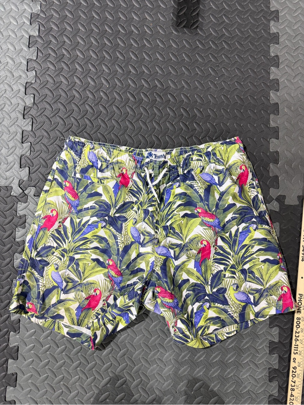 Men's Trunks Swim Trunks Tropical Parrot Print Size Large